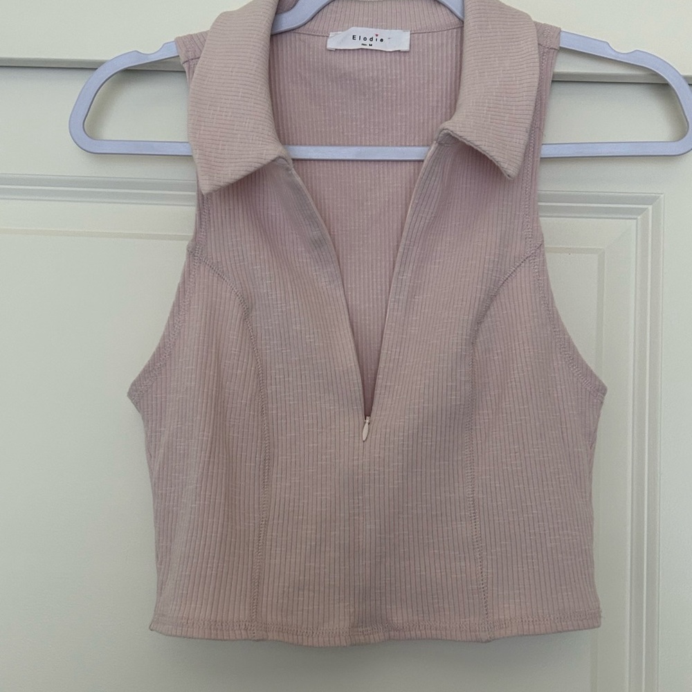 Elodie Pink Sleeveless Polo Tank Top - Picture 3 of 4